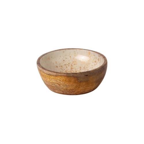 CRO-GTS-20-1713.jpg PRESTIGE WOOD MANGO ENAMEL COATING BOWL 10X4CM WHITE GOLD SPOTS GTSA - Image 1