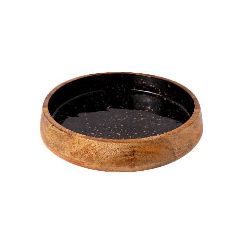 CRO-GTS-20-1719.jpg PRESTIGE WOOD MANGO ENAMEL COATING BOWL 30X6CM BLACK GOLD SPOTS GTSA - Image 1