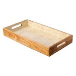 PRESTIGE WOOD MANGO ENAMEL COATING RECTANGULAR TRAY 40X22CM WHITE GOLD SPOTS GTSA