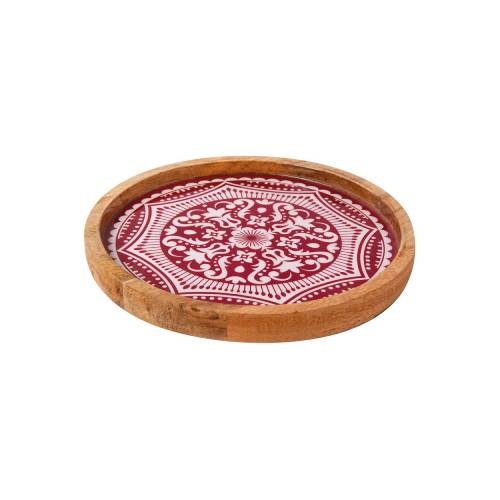 CRO-GTS-20-1826.jpg PRESTIGE WOOD MANGO ENAMEL COATING BOWL MAROCCO 25X2.5CM RED GTSA - Image 1