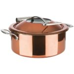 CHAFING DISH CASSEROLE WINDOW ROUND 30.5CM INOX COPPER PADERNO ITALY