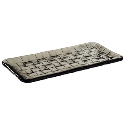 BY ORDER GLASS FRENCH GREY SUSHI PLATE 29.5X15.5X1.5CM PADERNO