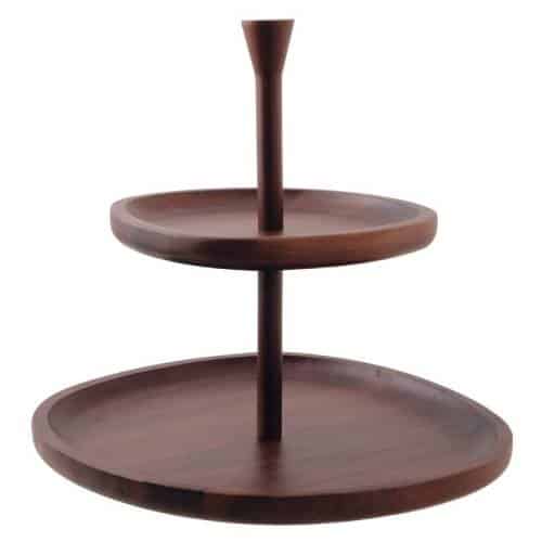 BUF-ARK-68213-02.jpg SAMBONET ARTHUR KRUPP RADICI SERVING STAND 2 TIER WOOD ACACIA 18-26.5X25.5CM - Image 1