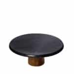 PLATTER ROUND MARBLE BLACK FOOTED ACACIA STAND 30X10CM ESPIEL