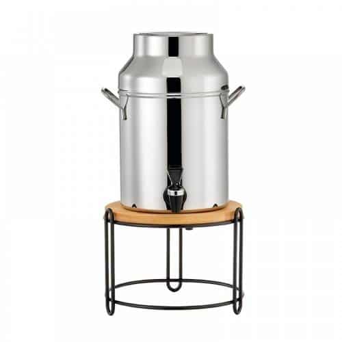 BUF-GAR-DSR07-50-BK.jpg BUFFET SQUILLO MILK INOX DISPENSER 5L WITH BASE STEEL BLACK MAT AND WOOD GARIBALDI - Image 1