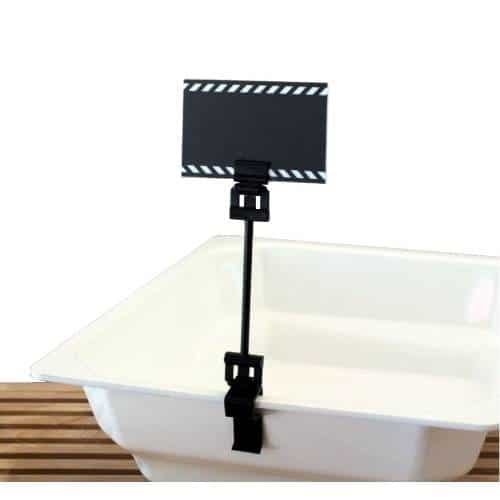 BUF-GAR-HLS04-610.jpg BUFFET LABEL EDGE CLIP W/H ANGLE CARD 10CM BLACK 1PC GARIBALDI - Image 1