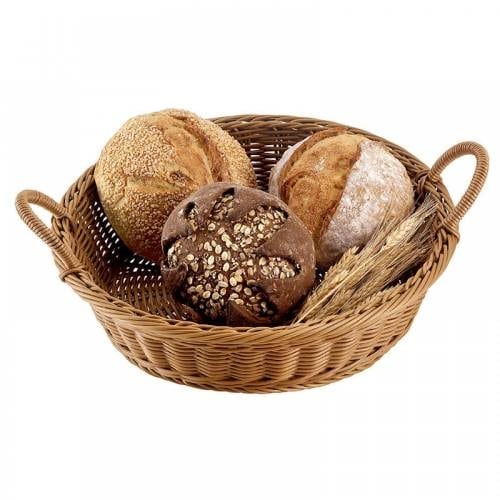 BUF-GAR-NTR02-40-WG.jpg BREAD BASKET POLYRATTAN ROUND WITH HANDLES 40CM WENGE GARIBALDI - Image 1