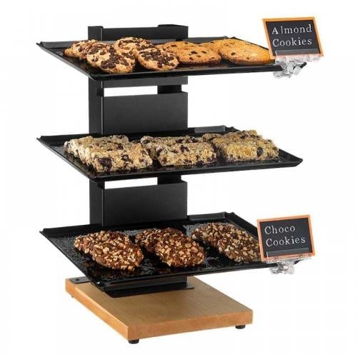 BUF-GAR-UFN03-01.jpg TOTEM BLACK METAL WITH WOOD BASE 6 TIERS 24X33X53CM GARIBALDI - Image 1