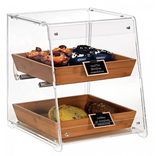 BUF-GAR-VIT07-2P.jpg BUFFET SHOW CASE DISPLAY CASHIER WITH TWO BAMBOO TRAYS 35X45X43CM GARIBALDI - Image 1