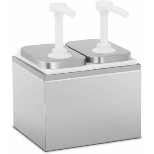 BUF-GTS-27-77113.jpg BY ORDER INOX DISPENSER DOUBLE WITH BUMP PLASTIC 25X25X33CM 2LIT GTSA - Image 1