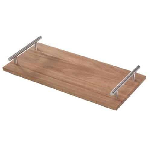 BUF-GTS-38-678.jpg WOOD ACACIA PLATTER 40X21CM WITH INOX HANDLES GTSA - Image 1