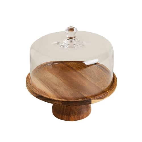 BUF-GTS-46-7219.jpg BY ORDER CAKE STAND WOOD WITH COVER GLASS 23.5CM GTSA - Image 1