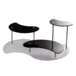 BUFFET STAND THREE TIER WHITE/BLACK MARTELLATO