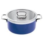 BY ORDER BUFFET SERIES 2300 CASSEROLE POT BLUE WITH GLASS LID 24X12CM 5.4L INOX 18-10 PADERNO ITALY