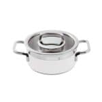 BY ORDER BUFFET SERIES 2300 CASSEROLE POT WHITE WITH GLASS LID 16X8CM 1.6L INOX 18-10 PADERNO ITALY