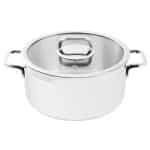 BY ORDER BUFFET SERIES 2300 CASSEROLE POT WHITE WITH GLASS LID 24X12CM 5.4L INOX 18-10 PADERNO ITALY