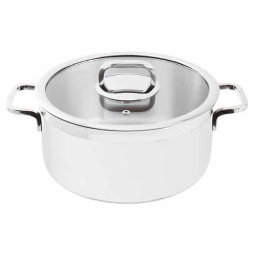 BUF-PAD-12303W24.jpg BY ORDER BUFFET SERIES 2300 CASSEROLE POT WHITE WITH GLASS LID 24X12CM 5.4L INOX 18-10 PADERNO ITALY - Image 1