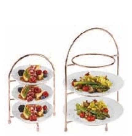 METAL STAND THREE SHELF 3 PLATE 27CM 29X19.5X43CMCM COPPER PLATTED ESPIEL