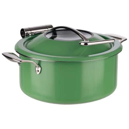 BUF-PAD-49794G30.jpg CHAFING DISH CASSEROLE WINDOW ROUND 30.5CM INOX GREEN PADERNO ITALY - Image 1