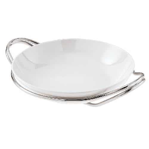 BUF-SAM-56421L36.jpg BY ORDER NEW LIVING HOLDER WITH PORCELAIN DISH ROUND 36X9CM SAMBONET ITALY - Image 1