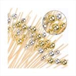 BAMBOO PICK GOLD SILVER SHINNY BALL 12CM 1X100 GTSA - Image 2