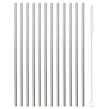 BY ORDER COCKTAIL STRAW S/S STRAIGHT 6MM 12PCS SET WITH BRUSH CLEANER PADERNO ITALY