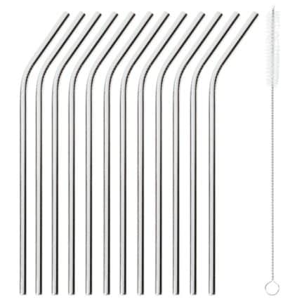 BY ORDER COCKTAIL STRAW S/S CURVED 6MM 12PCS SET WITH BRUSH CLEANER PADERNO ITALY