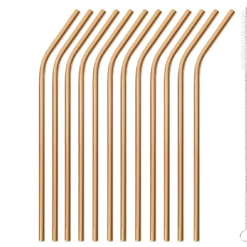 BWC-PAD-41490C01.jpg METAL STRAW CURVED 6X21.5MM COPPER PVD SET 12PCS AND BRUSH PADERNO - Image 1