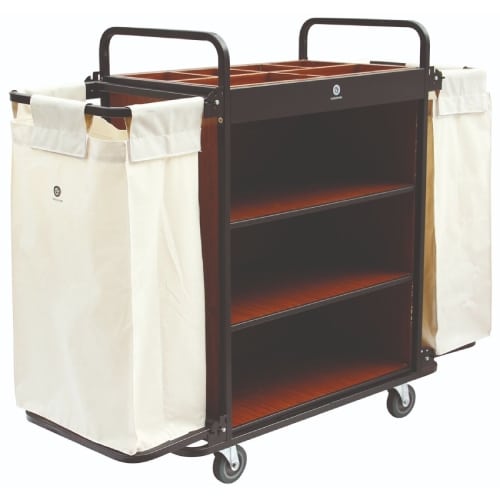 CLE-GTS-25-4230.jpg TROLLEY HOUSEKEEPER WOOD METAL FRAME BLACK 3 SHELVES 136X47X112CM GTSA - Image 1