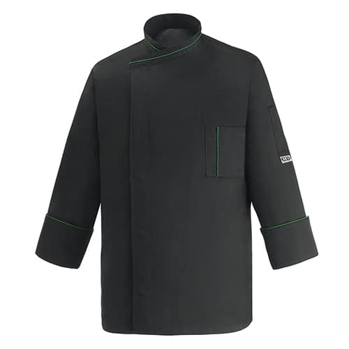 CLO-EGO-2070002EL.jpg EGO CHEF JACKET MICROTEC BLACK MICROFIBER ITALY - Image 1