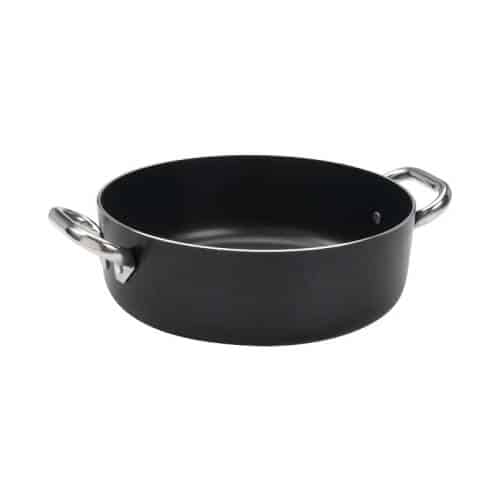 COO-AGN-ALSA106SS24.jpg CASSEROLE POT ALBLACK ALUMINIUM 2 HANDLE TEFLON 24CM - 4.1LT  AGNELLI - ITALY - Image 1