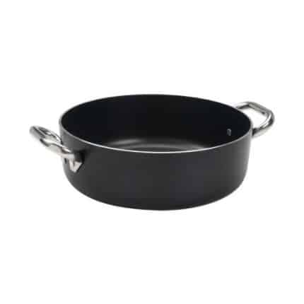 CASSEROLE POT ALBLACK ALUMINIUM 2 HANDLE TEFLON 28CM - 6.4LT AGNELLI - ITALY