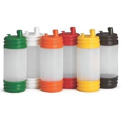 SQUEEZE POURMASTER WITH LOW PROFILE TOP 1L ORANGE TABLECRAFT