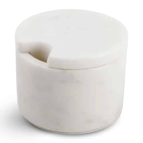 CRO-AER-785202.jpg MIX MARBLE POT WITH LID 7.5X5.5CM WHITE CHIC - Image 1