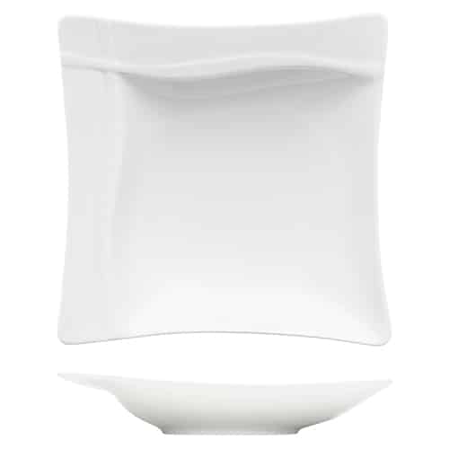 CRO-BAU-090473.jpg PLEASURE PLATE DEEP W/H RIM SQUARE 23CM BAUSCHER GERMANY - Image 1