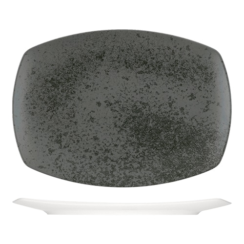 CRO-BAU-712332-425775.jpg OPTIONS COUP DEEP RECTANGULAR PLATE 32X23CM SANDSTONE BLACK BAUSCHER - Image 1