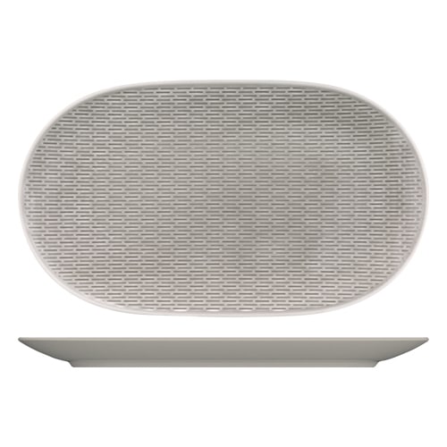 CRO-BAU-732287A.jpg SCOPE RELIEF PLATTER OVAL COUP 37CM GLOW GREY BAUSCHER GERMANY - Image 1