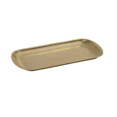 CRO-ESP-FEV209.jpg VINTAGE SNOW GOLD PLATE RECTANGULAR 37X20X1.5CM INOX 18-10  ESPIEL - Image 1