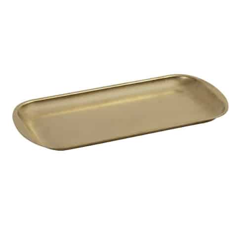 CRO-ESP-FEV210.jpg VINTAGE SNOW GOLD PLATE RECTANGULAR 41X23X1.5CM INOX 18-10  ESPIEL - Image 1