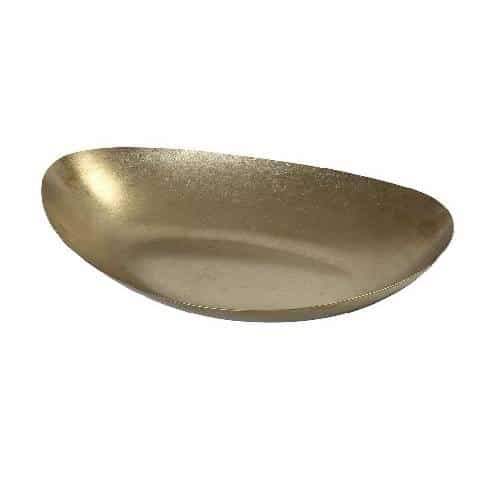 CRO-ESP-FEV218.jpg BY ORDER VINTAGE SNOW GOLD DEEP TRIANGULAR PLATE 30X20X4.8CM INOX 18-10  ESPIEL - Image 1