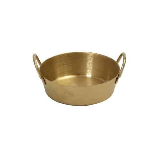 CRO-ESP-FEV222.jpg BY ORDER VINTAGE SNOW GOLD TIP TWO HANDLES PAN 8.2X2.7CM INOX 18-10  ESPIEL - Image 1