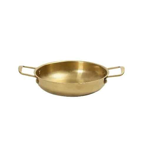 CRO-ESP-FEV232.jpg BY ORDER VINTAGE SNOW GOLD SERVING OMELETTE PAN 22X6CM INOX 18-10  ESPIEL - Image 1