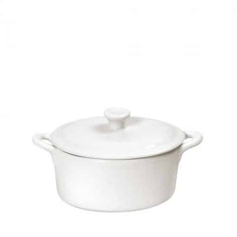 CRO-ESP-FUK141.jpg BY ORDER - SIDERS IVORY PORCELAIN CASSEROLE POT WITH LID 16X10X8.5CM 34CL ESPIEL - Image 1