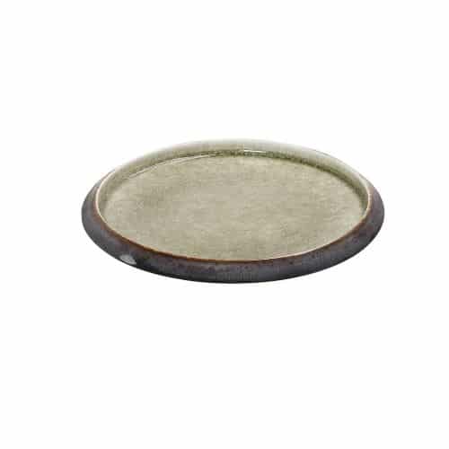 CRO-ESP-GMT111.jpg PEBBLE PORCELAIN PLATE BROWN GREEN 21X3CM ESPIEL - Image 1