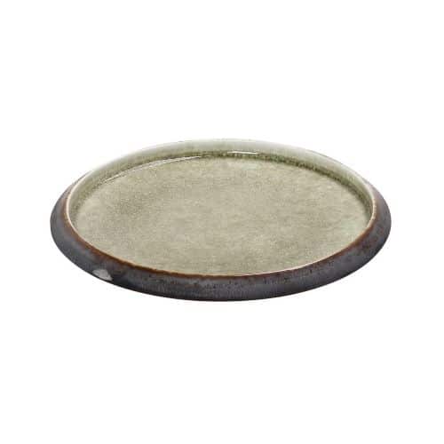 CRO-ESP-GMT113.jpg PEBBLE PORCELAIN PLATE BROWN GREEN 29X29X5CM ESPIEL - Image 1