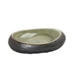 PEBBLE PORCELAIN PLATE OVAL BROWN GREEN 23X17X4.5CM ESPIEL