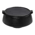 MIANMAR STONEWARE BOWL POT WITH LID 15.5X8CM BLACK ESPIEL