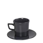 ESSENTIALS PORCELAIN CUP AND SAUCER 10CL BLACK ESPIEL