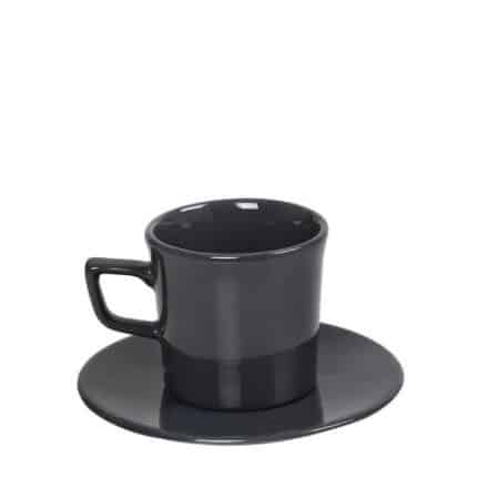 ESSENTIALS PORCELAIN CUP AND SAUCER 10CL BLACK ESPIEL