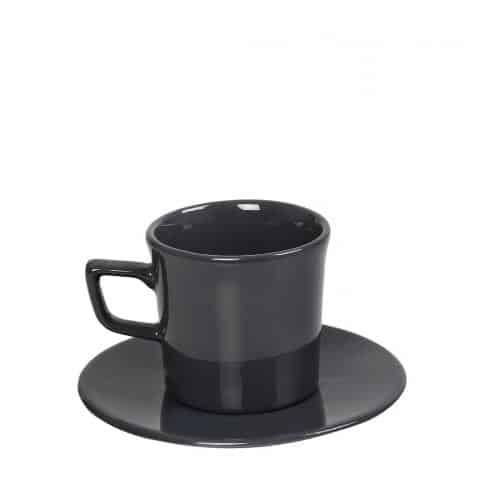 CRO-ESP-OWB105.jpg ESSENTIALS PORCELAIN CUP AND SAUCER 10CL BLACK ESPIEL - Image 1